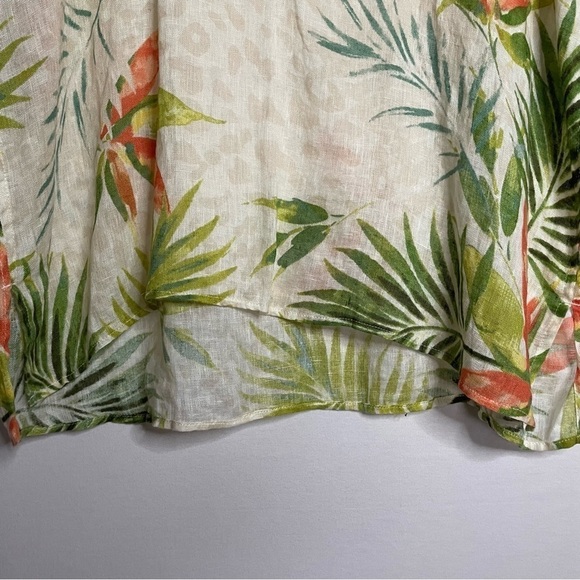Chico’s Linen Tropical Palm Frond Printed Poncho Blouse Top S/M - Picture 7 of 13